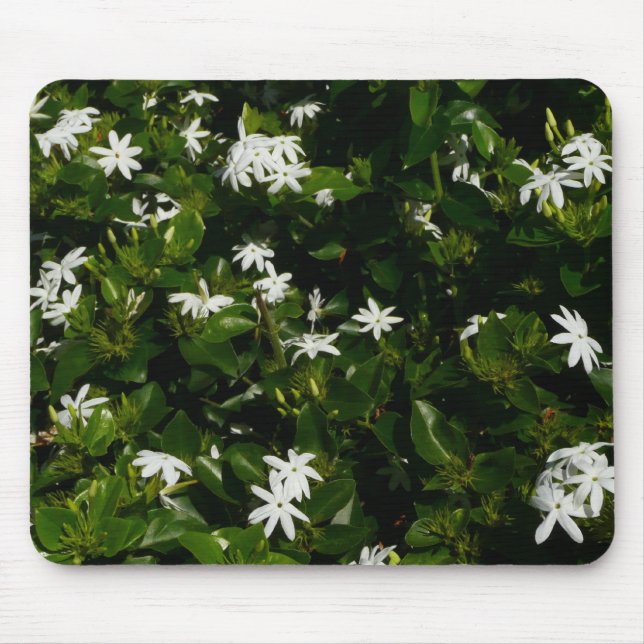 Jasmine Flowers Tropical Floral Botanical Mouse Pad (Front)