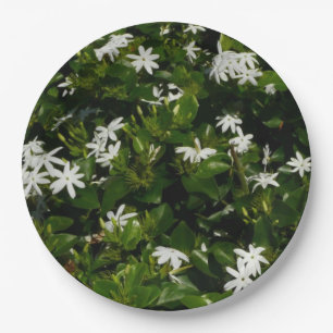 Jasmine Flowers Tropical Floral Botanical Paper Plate