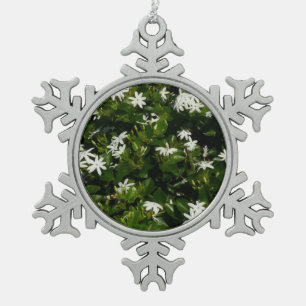 Jasmine Flowers Tropical Floral Botanical Snowflake Pewter Christmas Ornament