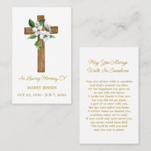 Jasmine Memorial Funeral Prayer Card