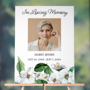 Jasmine Memorial Photo Funeral Acrylic Sign