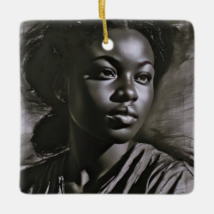 “Jasmine” Women In Charcoal Ceramic Ornament