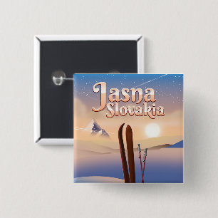 Jasna, Slovakia Ski poster. 15 Cm Square Badge