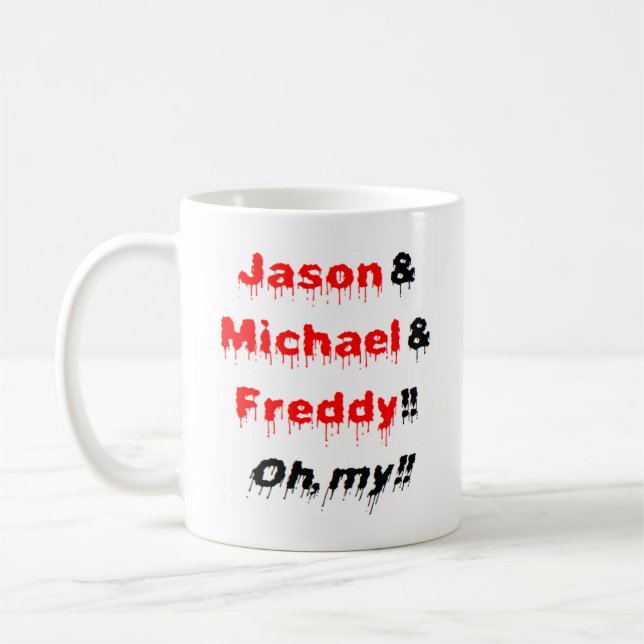 jason and michael and freddy coffee mug (Left)