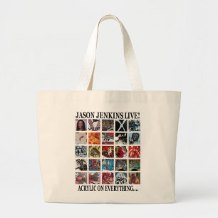 JASON JENKINS LIVE! ACRYLIC ON EVERYTHING LARGE TOTE BAG