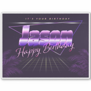 Jason Name Vorname lila retro Sticker Geburtstag