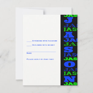 JASONCool Modern Bar Mitzvah Invitation Black Blue