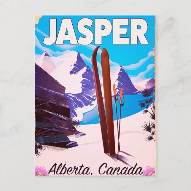 Jasper Alberta Canada travel poster Postcard (Front)