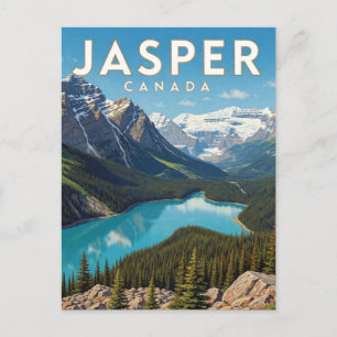 Jasper Canada Glacial Lake Landscape Postcard