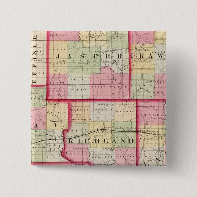 Jasper, Crawford, Clay, Lawrence 15 Cm Square Badge (Front)