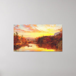 JASPER F. CROPSEY - Sunset on Greenwood Lake 1877 Canvas Print