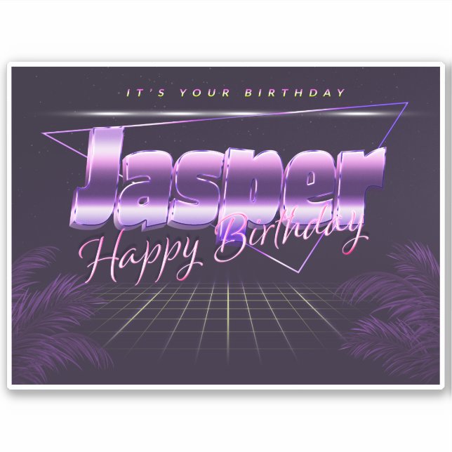 Jasper Name First name lila retro Sticker Birthday (Front)
