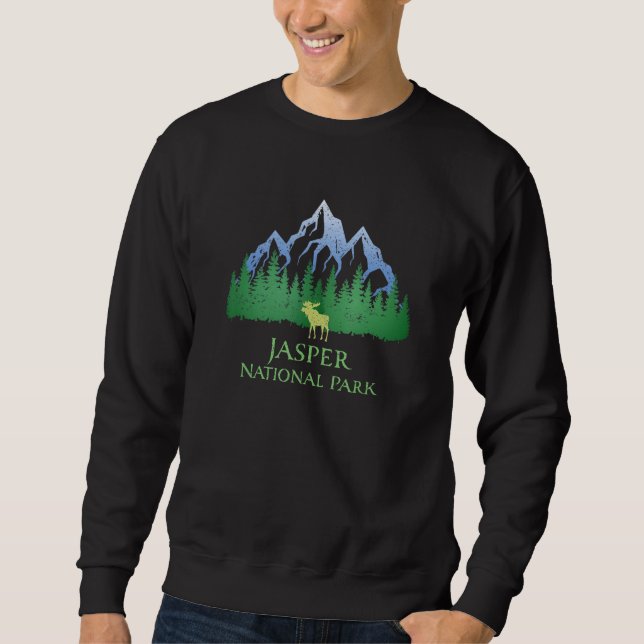 Jasper National Park Alberta Canada Mountain Moose Sweatshirt (Front)