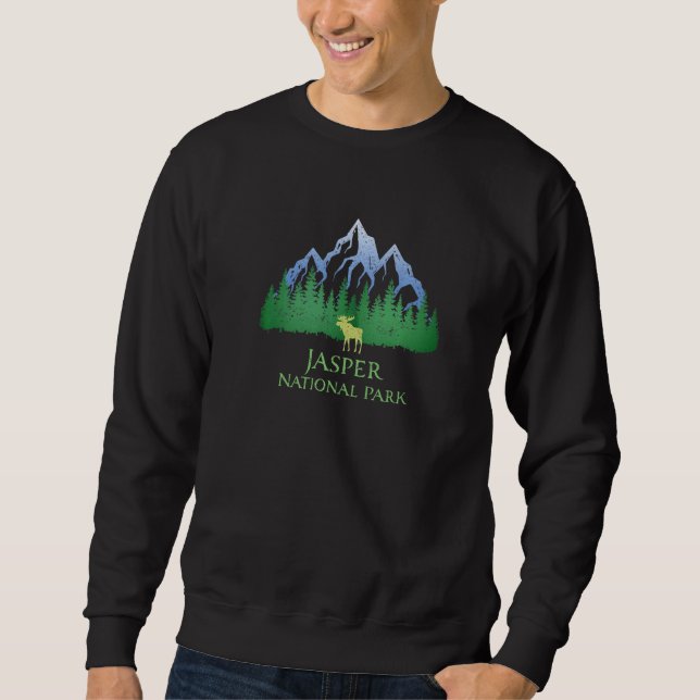 Jasper National Park Alberta Canada Mountain Moose Sweatshirt (Front)