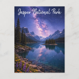Jasper National Park Canada at Night Postcard