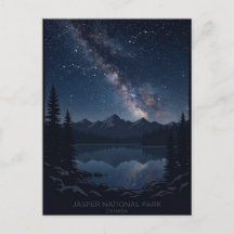 Jasper National Park Canada Night Sky Postcard