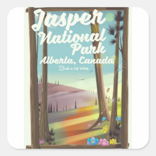 Jasper National park, Canada travel poster Square Sticker