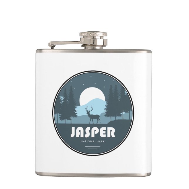 Jasper National Park Deer Hip Flask (Front)