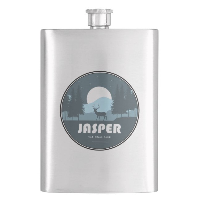 Jasper National Park Deer Hip Flask (Front)