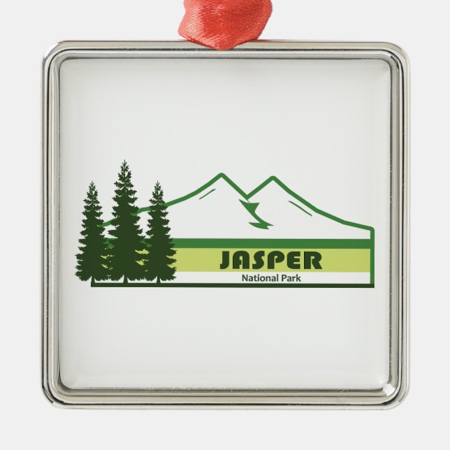 Jasper National Park Green Stripes Metal Tree Decoration (Front)