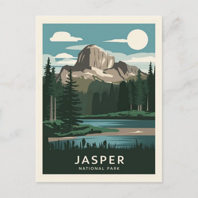 Jasper National Park Moonlight Postcard (Front)