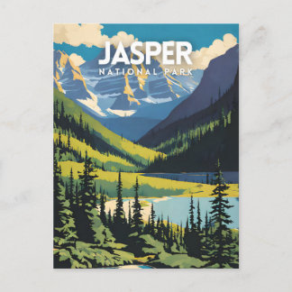 Jasper National Park Nostalgic Travel Poster Postcard