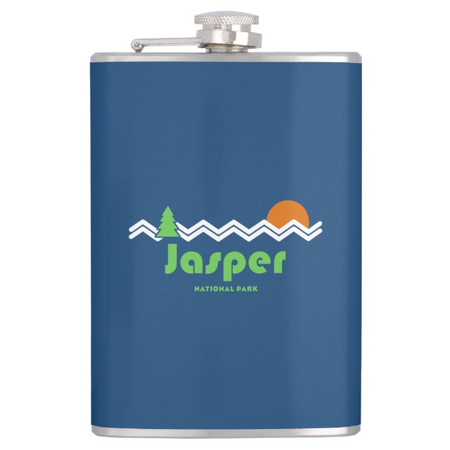 Jasper National Park Retro Hip Flask (Front)