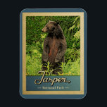 Jasper National Park Vintage Travel Bear Magnet<br><div class="desc">Vintage travel style Jasper National Park image featuring a black bear standing on its hind legs,  looking into the green forest.</div>