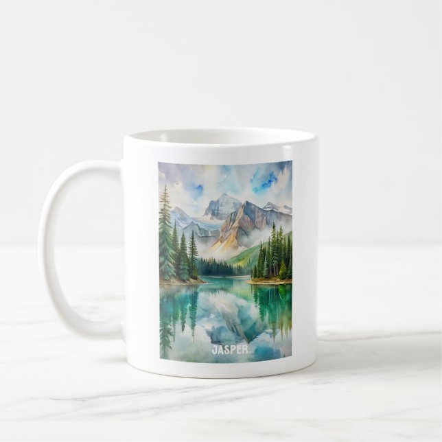 Jasper National Park Watercolor Painting  Coffee Mug (Left)