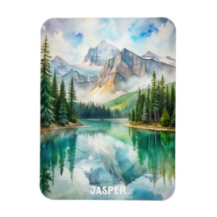 Jasper National Park Watercolor Painting  Magnet