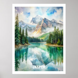 Jasper National Park Watercolor Painting Poster