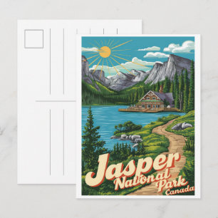 Jasper Nationla park alberta canada vintage gifts Postcard