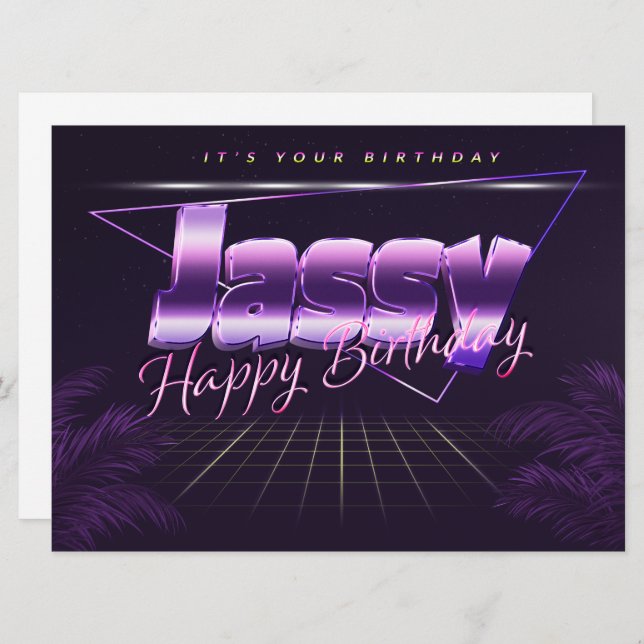 Jassy Name First name lila retro card Birthday (Front/Back)
