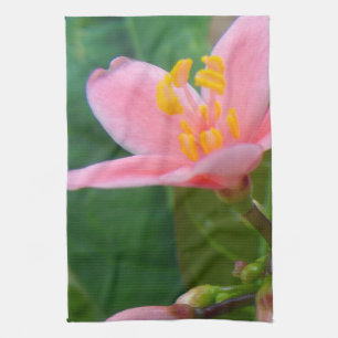 Jatropha Flower Closeup Tea Towel