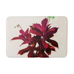Jatropha Plant in Deep Red Bath Mat