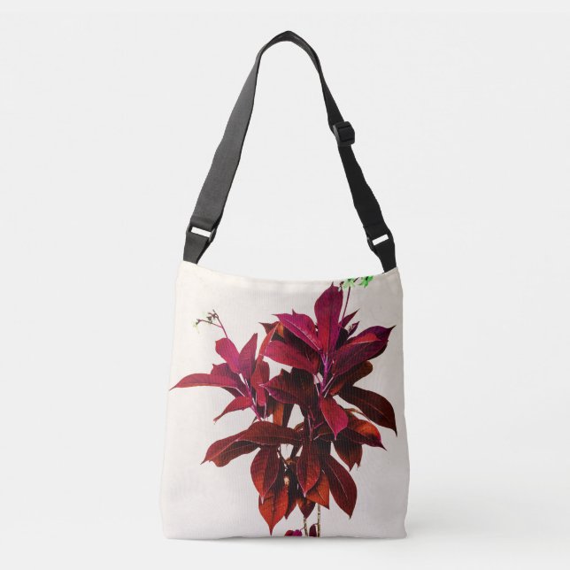 Jatropha Plant in Deep Red Crossbody Bag (Front)