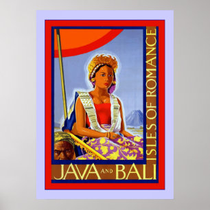 Java and Bali ~ Isles of Romance ~ Vintage Travel Poster