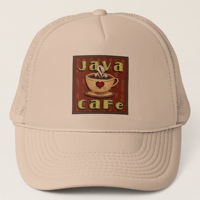 Java Cafe fun word art coffee hat (Front)