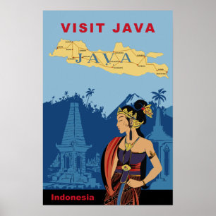 Java, Indonesia travel poster