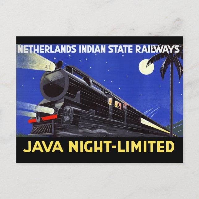 Java Indonesia Vintage Travel Poster Restored Postcard (Front)