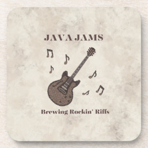 Java Jams-Brewing Rockin' Riffs-Coffee-Guitar- Coaster