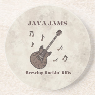 Java Jams-Brewing Rockin' Riffs-Coffee-Guitar- Coaster