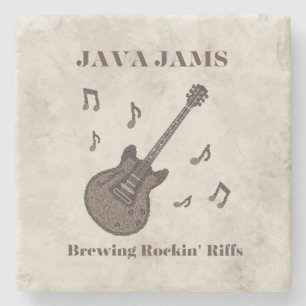 Java Jams-Brewing Rockin' Riffs-Coffee-Guitar- Stone Coaster