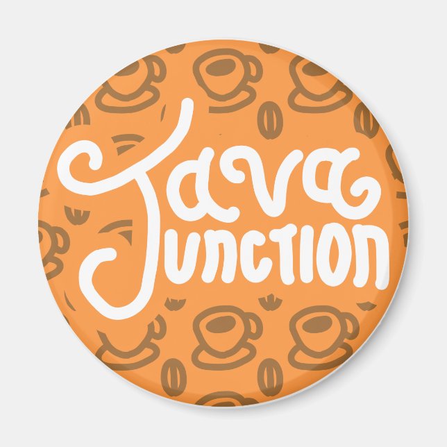 Java Junction Coffee and Bean Magnet Orange (Front)