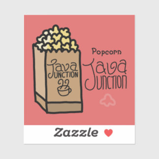 Java Junction Popcorn Sticker with Text