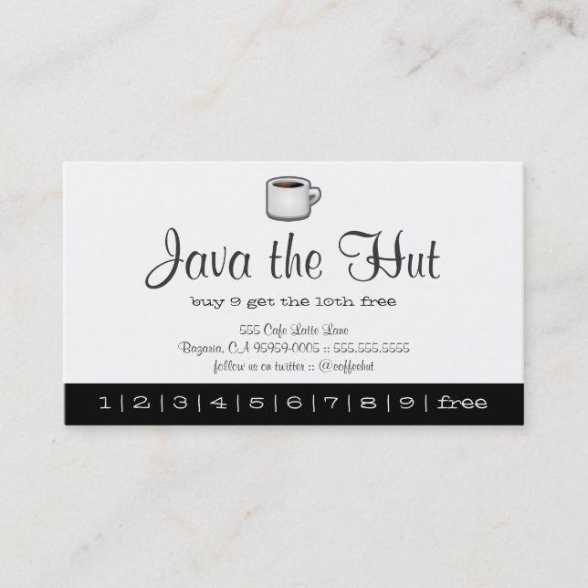 Java Logo Drink Punch Card (Front)