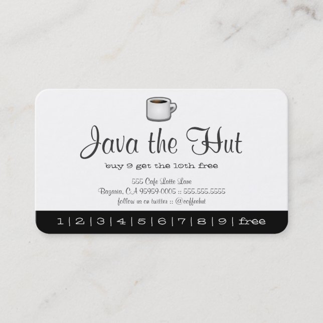 Java Logo Drink Punch Card (Front)