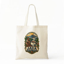 Java Morning Coffee Vintage Budget Tote Bag