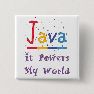 Java power of coffee 15 cm square badge