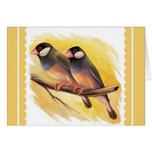 Java Sparrow finches realistic painting